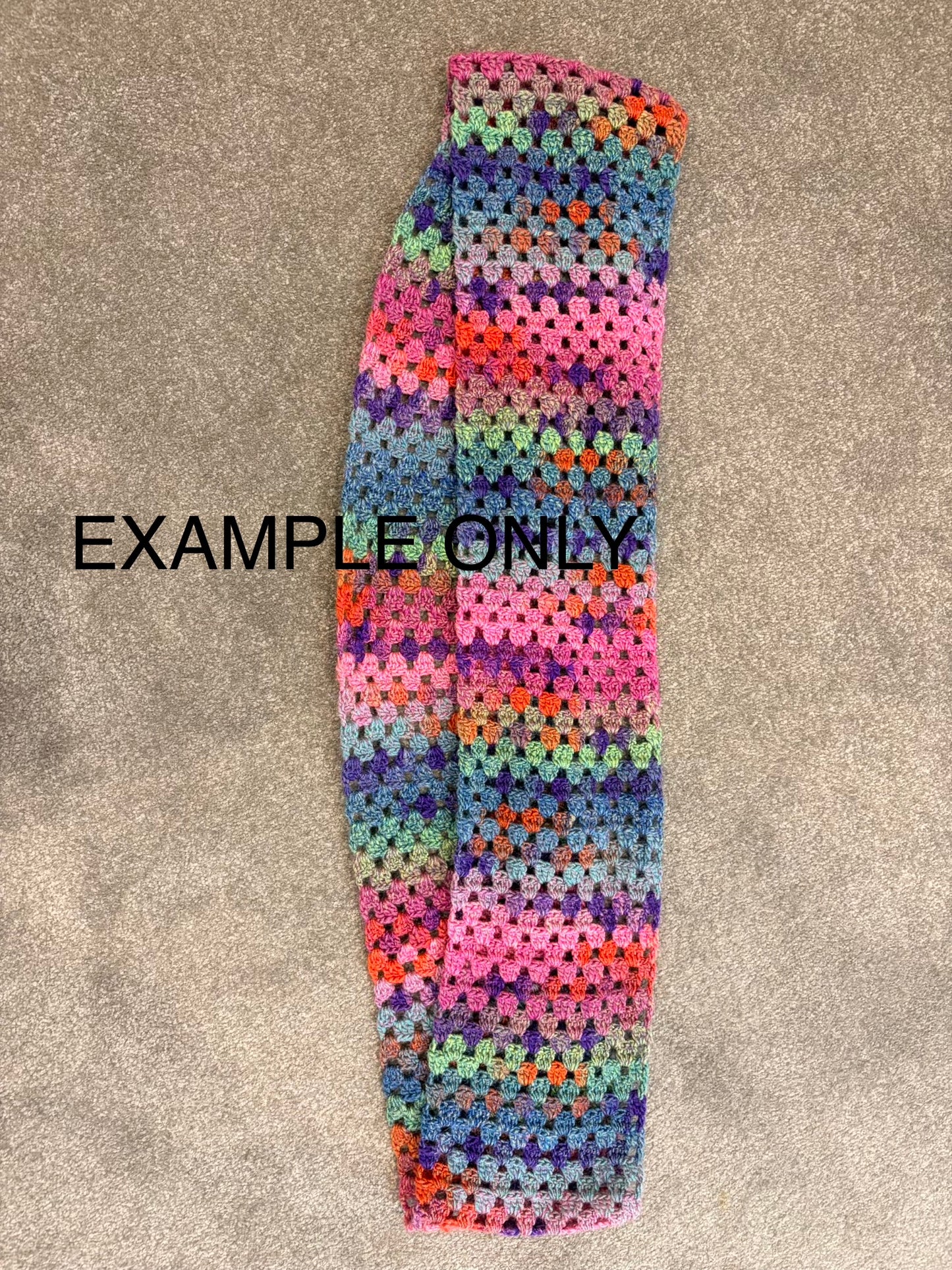 Crochet infinity scarf in purples in blues